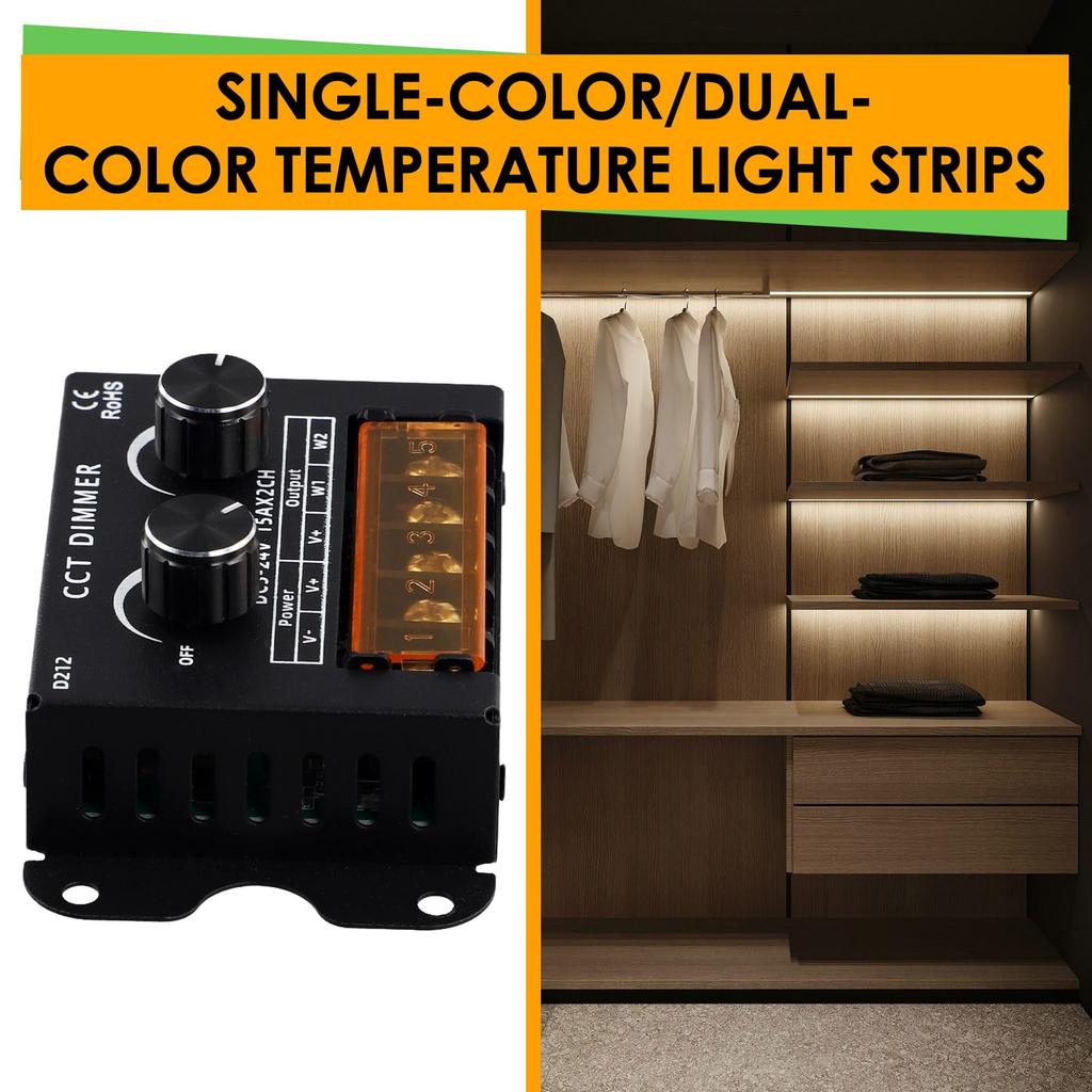 Pmjekiyh LED Controller DC 5-24V 15A Dimmable CCT Dual Color Temperature LED Strip Controller LED Light Box Sign