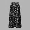 SHEIN2025 Autumn and Winter Halloween Elastic Purse Printed Casual Trousers for Women