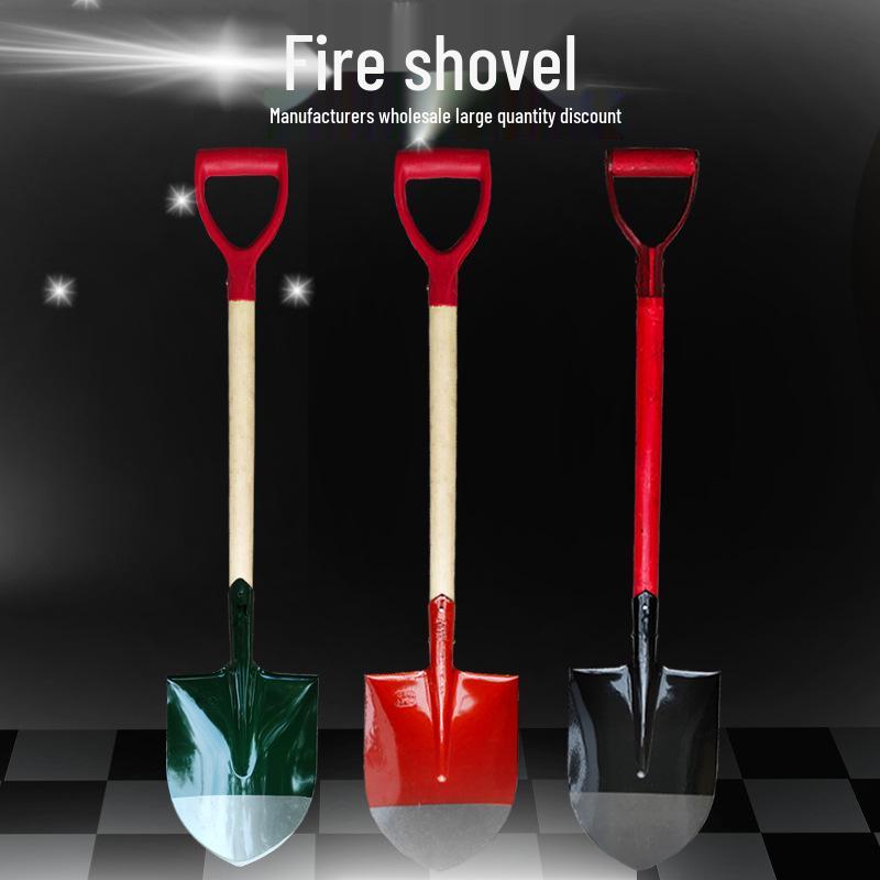 Manganese Steel Fire-Fighting Shovel with Wooden Handle: Multi-Spec Flood Control & Inspection Spade. Standard Black-White Head Fire Shovel