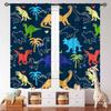 Boys Dinosaur Curtains,Cartoon Colorful Safari Animal Navy Blue Drapes Treatments For Boys Girls Children Nursery Living Room