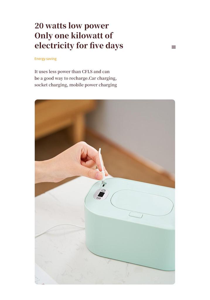 Portable USB Baby Wipes Warmer – Insulated, Constant Temperature, Ideal for Travel.