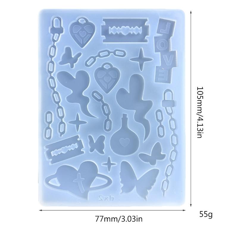 Filler Various Symbols Love Butterfly Chain Silicone Mold Keyring Pendant Handmade Ornament Mold for Birthday Gift