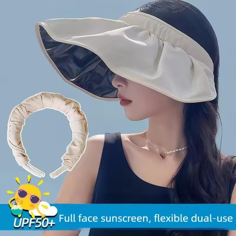 UPF50 Plus Dual Purpose Sun Visor Hat Full Face Protection Foldable Headband for Driving and Hiking