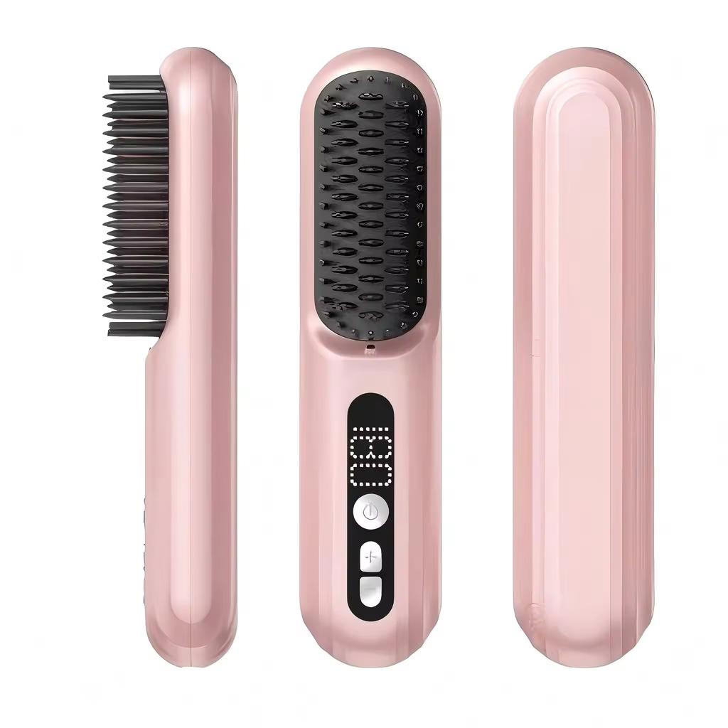 Portable Cordless Hair Straightener Brush Electric Hot Comb Ionic Hair Beard Straightener for Men and Women