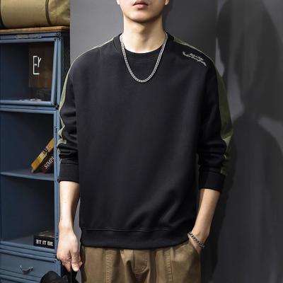 Autumn Heavy Splicing Striped Sweater Men'S American Retro Trendy Brand Ruffian Handsome Loose Round Neck Pullover Bottoming Shirt