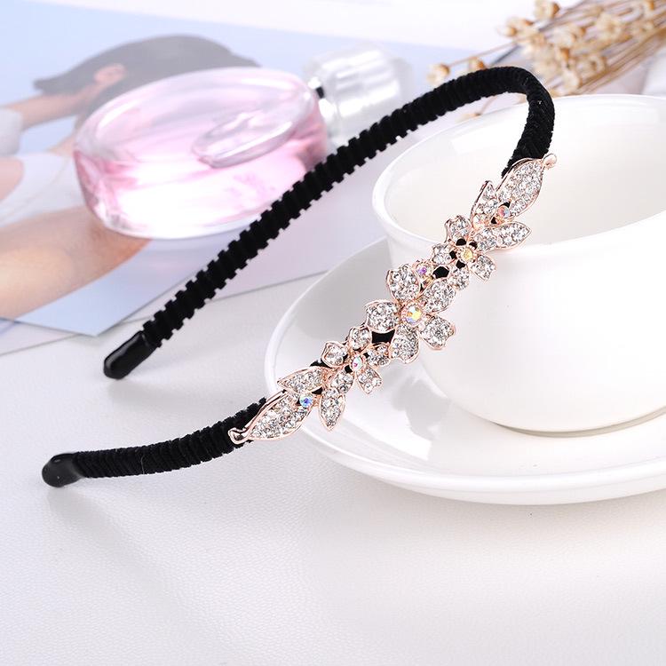 Gold Rhinestone Butterfly Korean Headband & Hairpin Set - Non-Slip Metal Hair Accessories