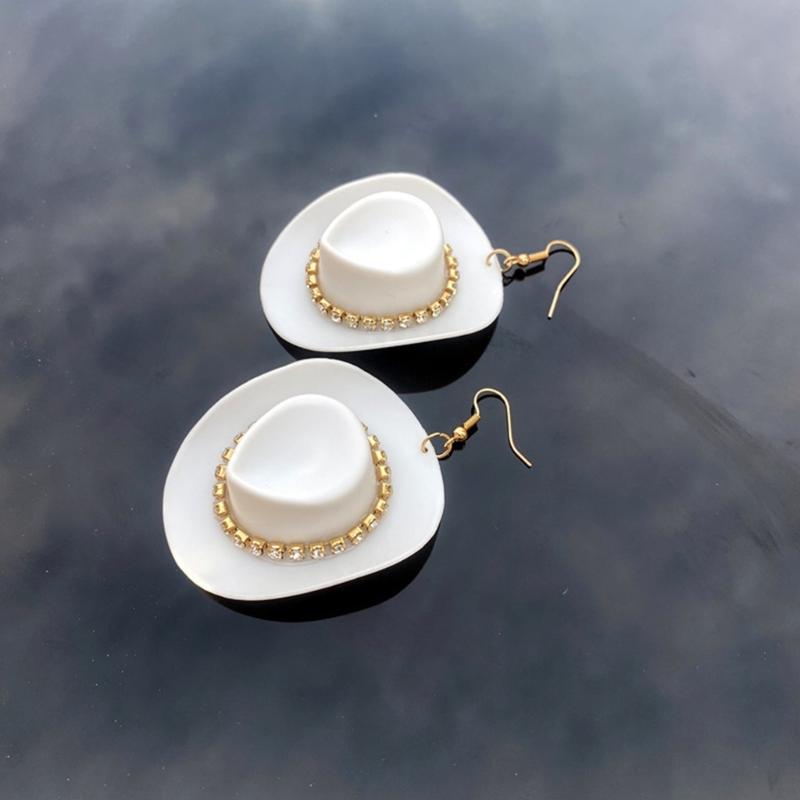 Cowgirl Hat Earrings Cute Western Earrings for Women Rhinestones Cowboy Hat Dangle Drop Earrings Trendy Jewelry Gift