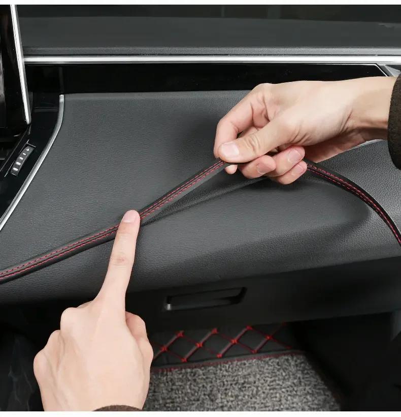 PU-Leder gewebte Auto-Dekorstreifen für Autotür-Armaturenbrett-Aufkleber, Auto-Innenraum-DIY-Streifen