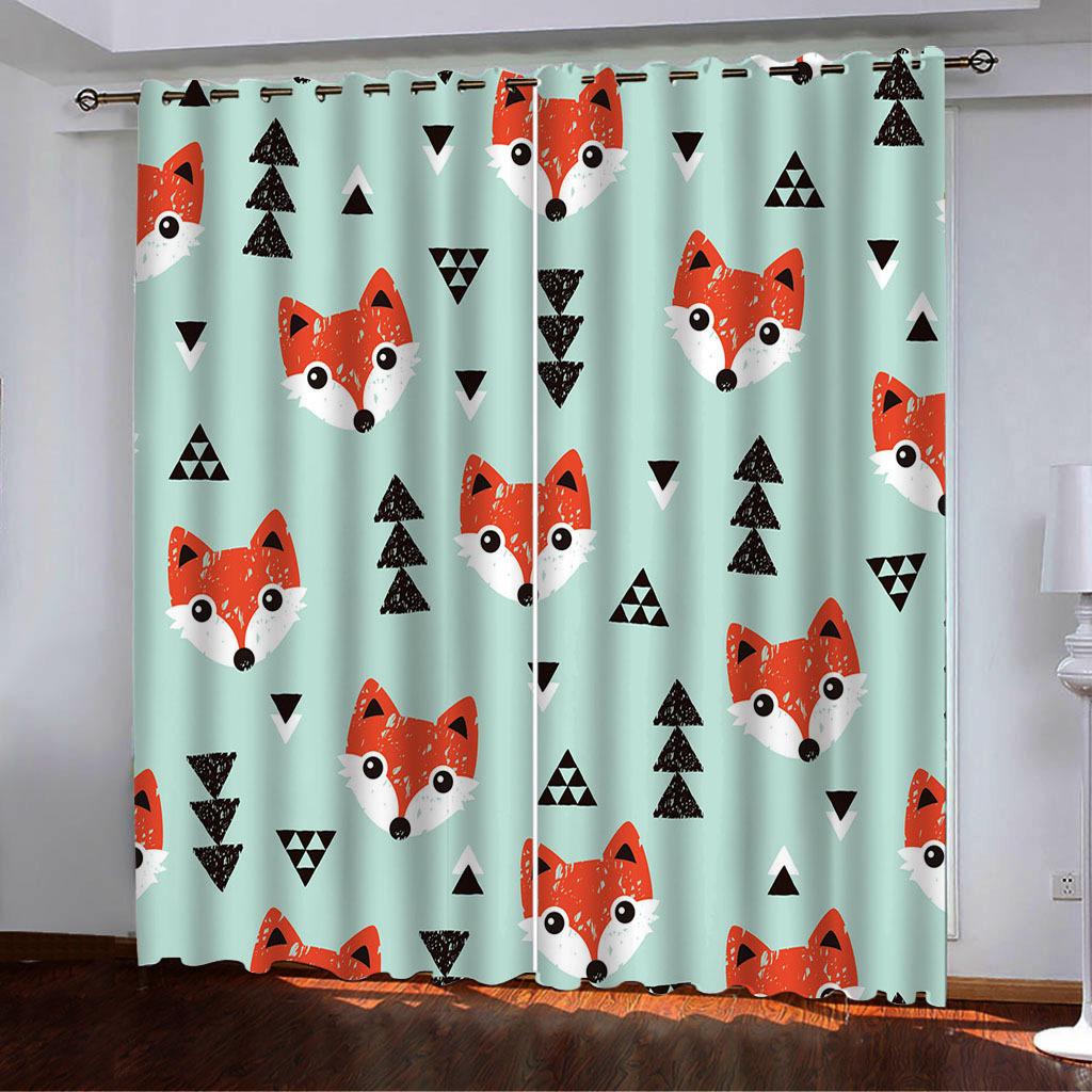 Curtains Polar Bear Elk Penguin Tile Drawing Series 3 Digital Printing High Density Blackout Curtains