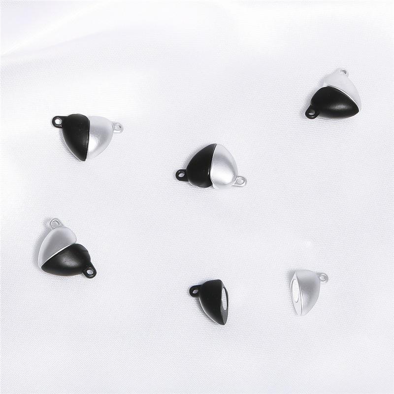 Heart-Shaped Magnetic Clasp Necklace and Bracelet DIY Kit - Smooth Round Pendant for Couples