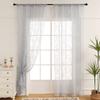 Moderner, einfacher Fenstervorhang mit kleiner Rosette und Durchgangsstange, französischer transparenter Vorhang aus Polyesterfaser, geeignet für Wohnzimmer, Schlafzimmer, Erkerfenster