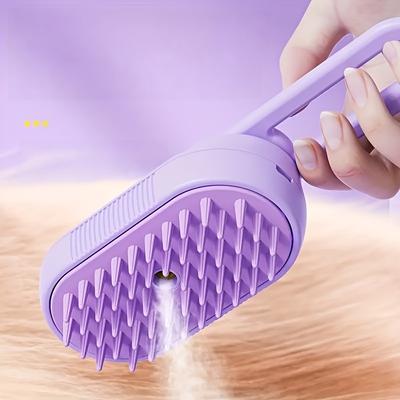 USB Rechargeable 3-in-1 Steam Pet Brush Foldable Grooming Tool