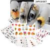 Hot Selling Nail Art Stickers Ins Halloween Skull Funny Pumpkin Bat Nail Water Sticker Nail