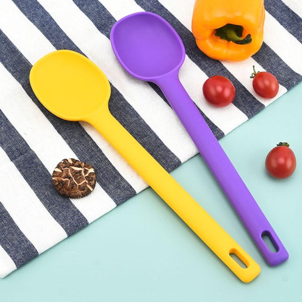Long Handle Silicone Stirring Spoon High Temperature Resistant Seasoning Spoon  Ice Cream
