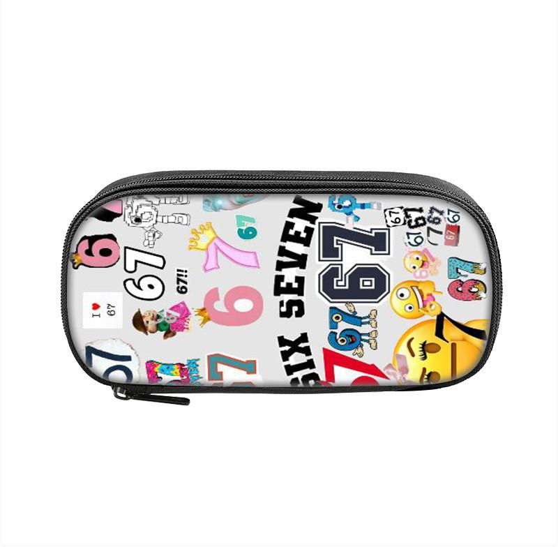 

Six Seven Printed Pattern Nylon Pencil Case For Students With Compact Storage And Casual Style Style1