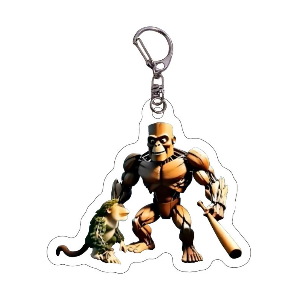 Acrílico plano 2D celebridade da internet haste quente Shanhaijing chaveiro engraçado abstrato boneco de palito de madeira pé grande árvore pingente de acrílico