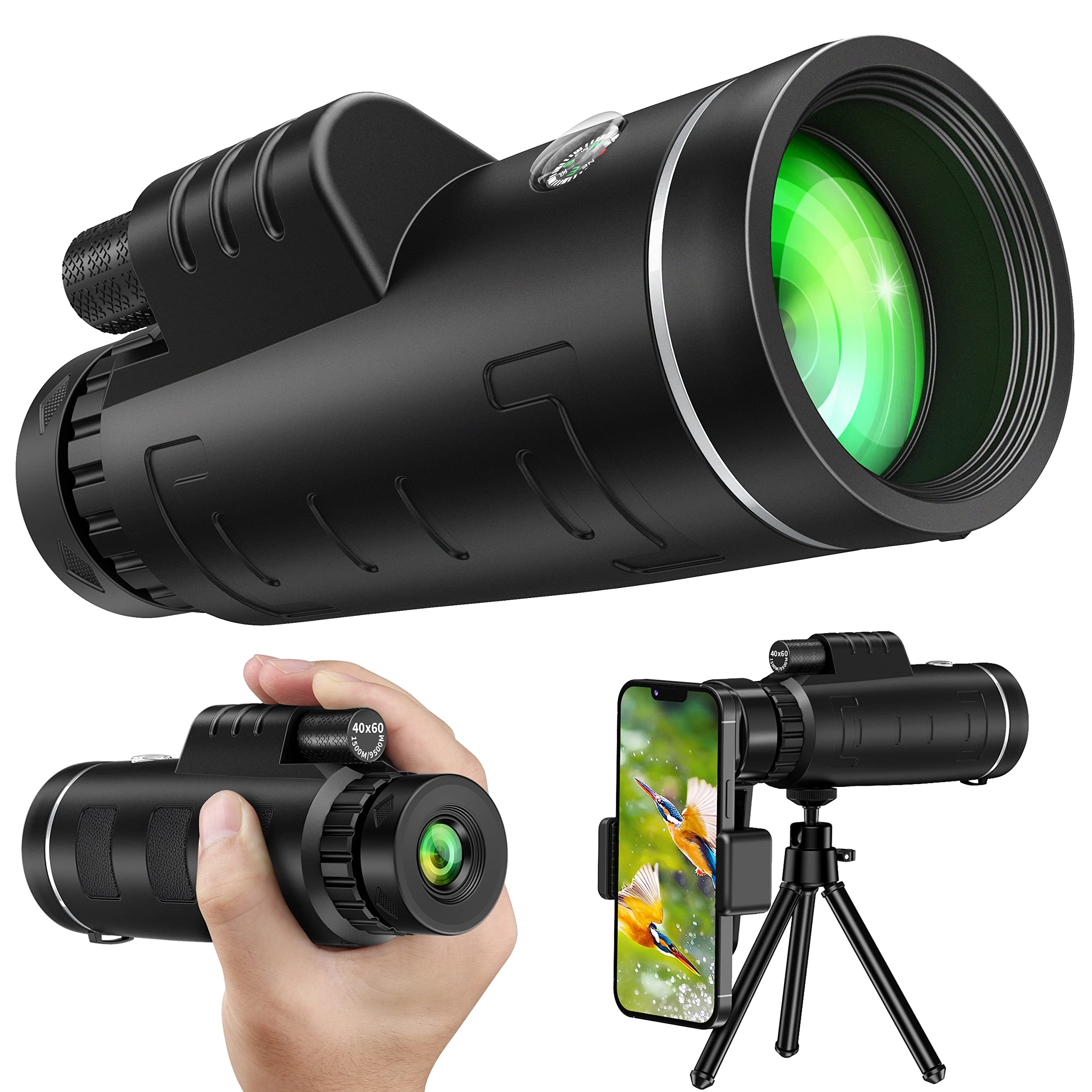 

Monocular Telescope [40x60 High Magnification] with High-Grade Prism, Bak4 Lens, Wide-Angle, Smartphone Telephoto Lens, High Transmittance, Compact,