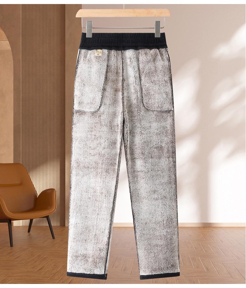 Mom's Velvet Winter Straight-Leg Elastic Waist Pants - Thick, Slimming, Versatile, Long, Deep Crotch for Grandma