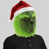Mostri Verdi di Natale Costume di Babbo Natale Costume Cosplay di Halloween Maschera Integrale in Lattice Maschera Mostri Verdi Guanti