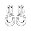 White Copper Double Circle Hoop Earrings: Original, Chic, and Versatile for Women