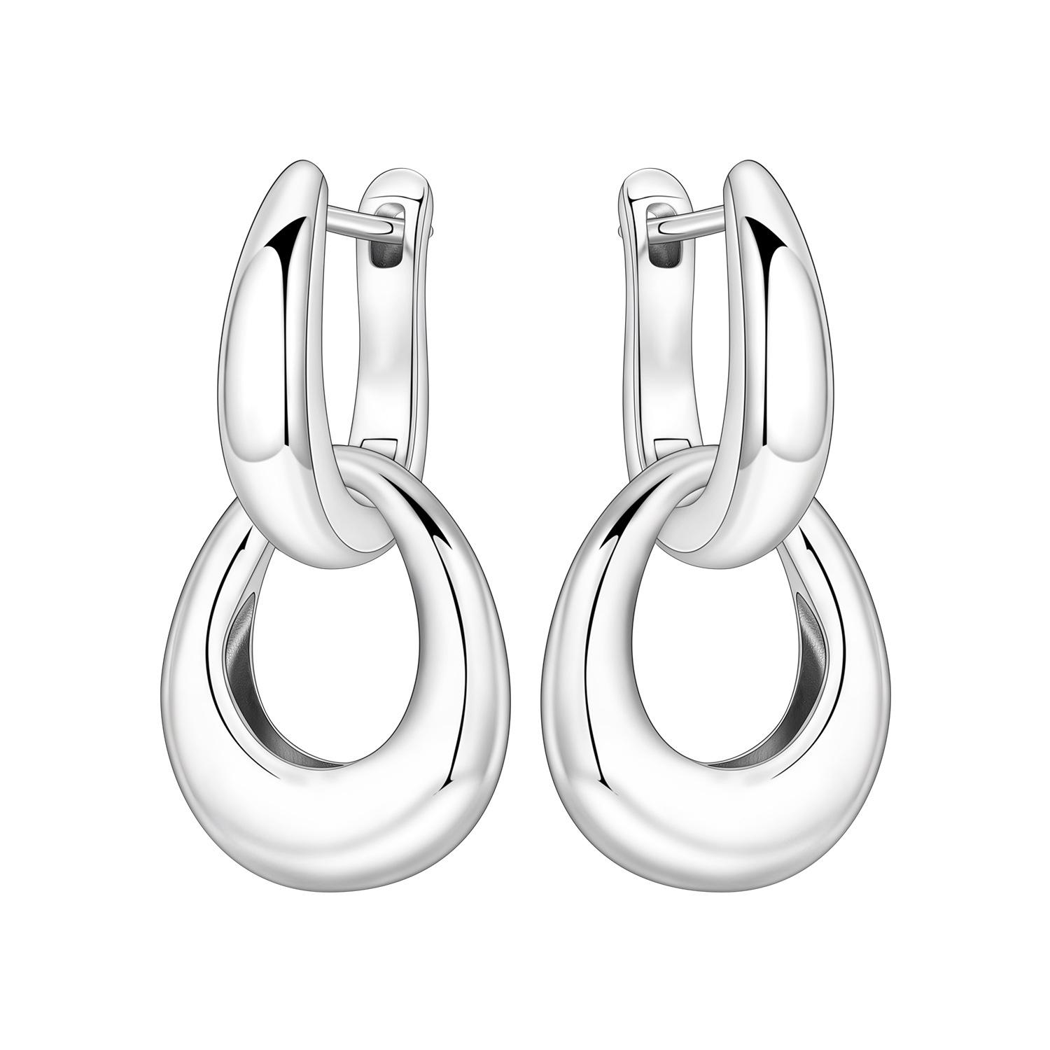 

White Copper Double Circle Hoop Earrings: Original, Chic, and Versatile for Women Copper