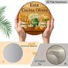 2D Flat, 1pc 7.87 Inch Round Aluminum Sign, "This Kitchen Offers Love & Joy" Rustic Farmhouse Kitchen Design, Vintage Food & Floral Metal Wall Art