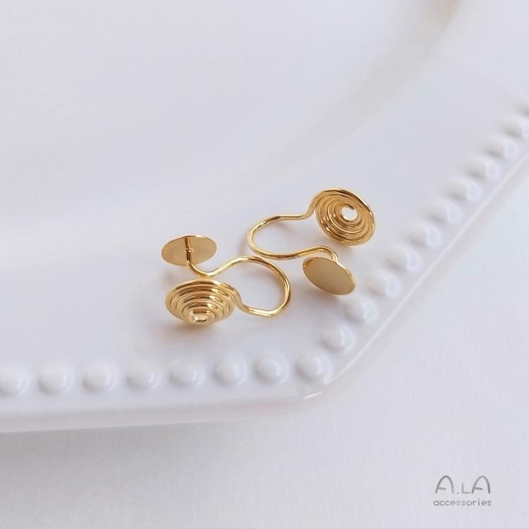 Złoto 14K/18K Klipsy do uszu typu mosquito coil bez przekłuwania - Ręcznie robione kolczyki DIY bez bólu