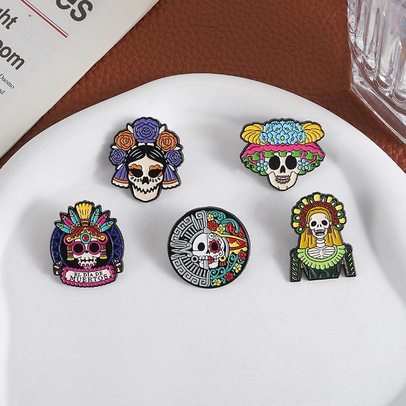 Tag der Toten Skelett Catrina Emaille-Pins De Los Muertos Das Mexikanische Festival Anstecknadeln Anstecknadel Schmuck Geschenke für Freunde