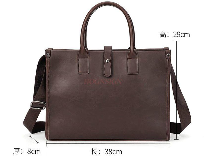 1pcs Retro horizontal leather men's bag, light business men's file bag, public document bag, leisure travel bag, computer bag