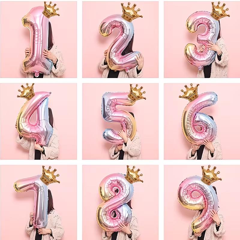 Balon Folie Număr Curcubeu 32 Inch Balon Digital Mini Număr Balon Folie Metalică pentru Petrecere Zi de Naștere Nuntă Decor Fundal