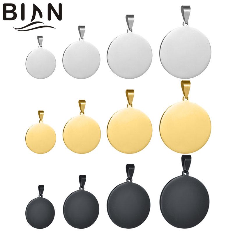 Stainless Steel Mirror-Finish Pet Tag Pendant - Engravable Round Necklace