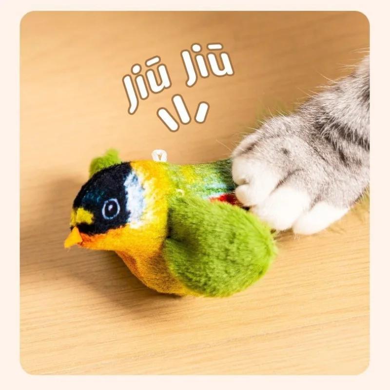 Simulation Bird Interactive Cat Toys Electric Sounding Birds Cat Chew Bite Plush Toys Cat Supplies