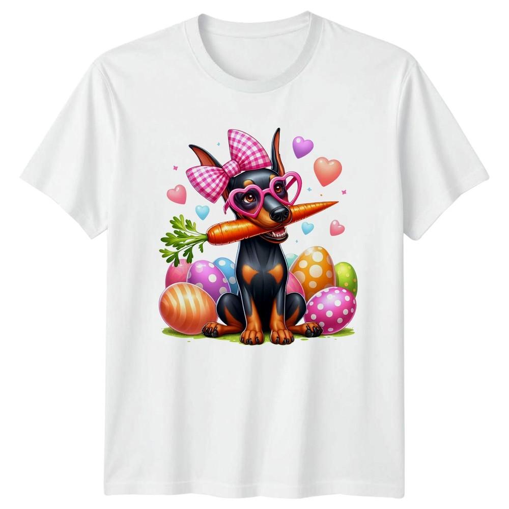 DoberUnisex Easter Bunny With Carrots Unisexs TShirt DoberUnisex Pinscher Easter S