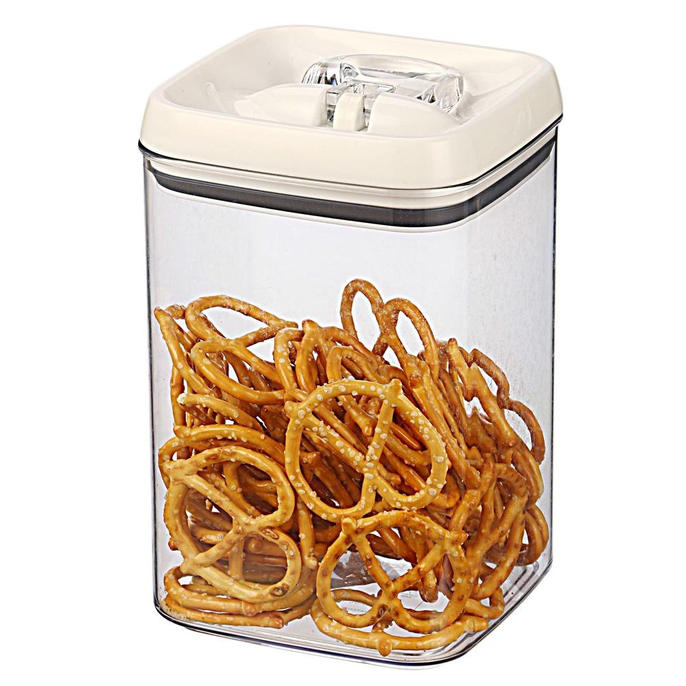 Flip-Tite Square Food Storage Canister 13.8 Cup Airtight Easy Open Lid BPA Free Durable Plastic Ideal Pantry Kitchen