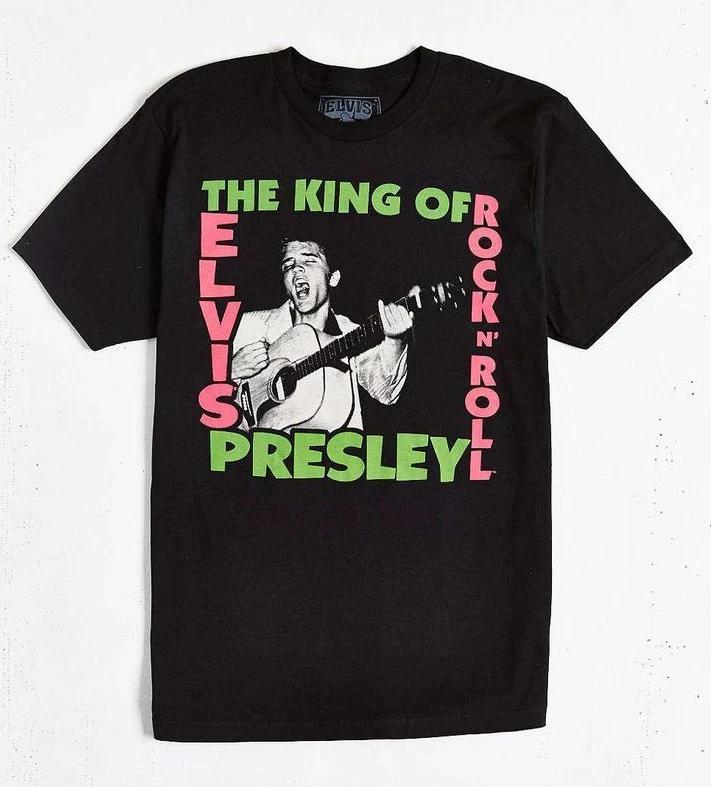 Elvis Presley Singing The King Of Rock N Roll Mens T-Shirt (Small) S