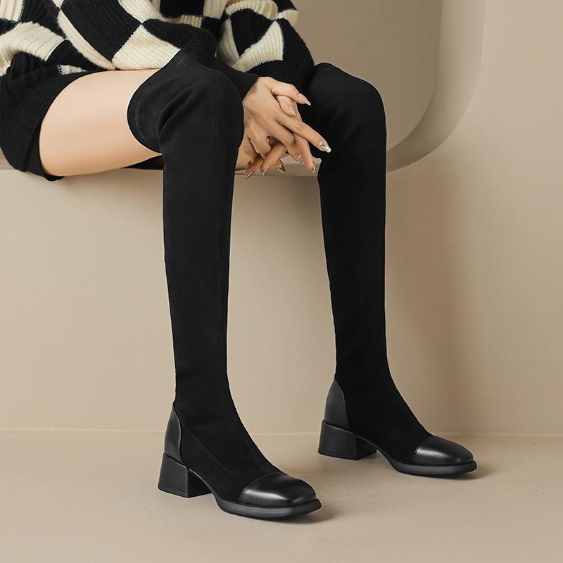Knee Pole Dance Boots Pants Socks Boots Elastic Suede Skinny Boots Thick High Heels 33-43 Boots
