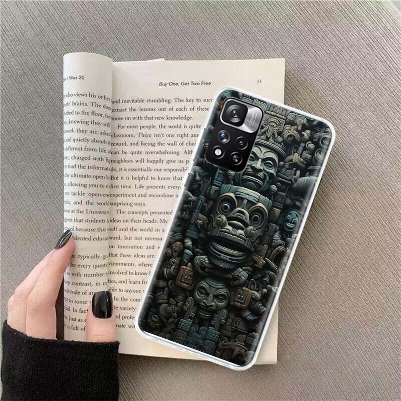 Husă Telefon Piatră Aztecă Maya Pentru Redmi Note 13 12 Pro Plus 14 15 Pro 5G 11 11T 11E 11S 10 Pro 10S 9 9S Cover Cell TPU Transparent Capa