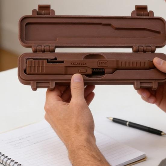 Tactical Slide Action Ballpoint Pen with Storage Box Display Stand Refillable 3D Printed Ink Pen Writing Tool Desk Accessory Men Gift