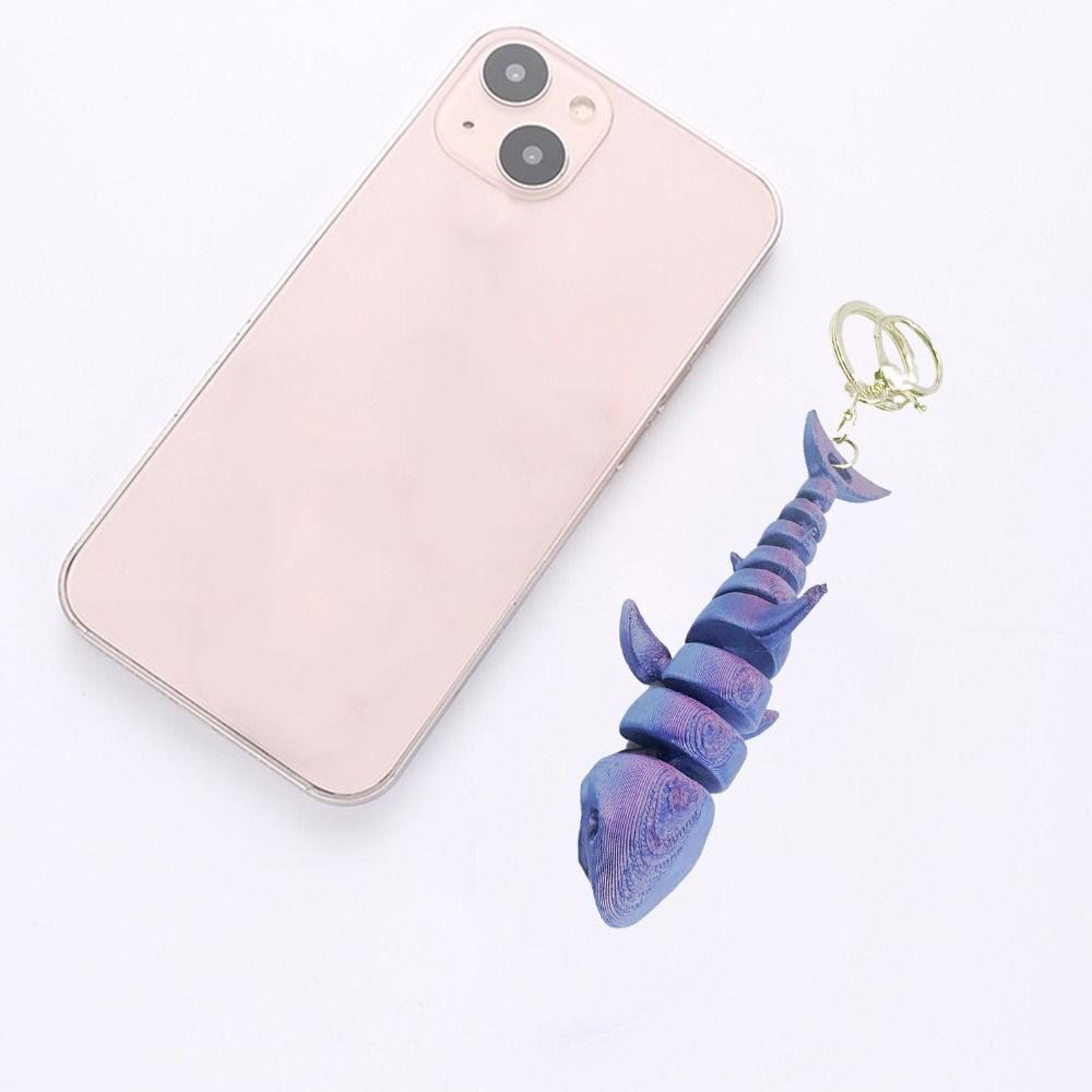 Multi-jointed 3D Printed Whale Keychain Movable Realistic Shark Key Ring Kids Birthday Gift