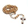 Handmade Wood Rosary Necklaces Men Women Necklaces Catholic Cross Pendant Meditation Jewelry Christian Religious Gift