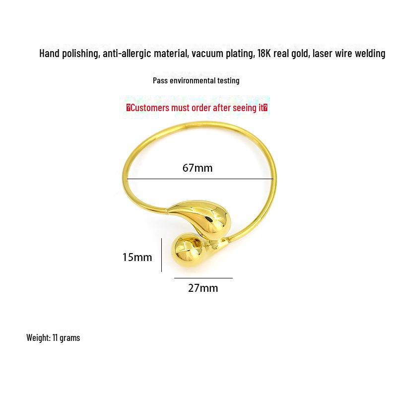 Gold-Plated Stainless Steel Oversized Teardrop Hoop Earrings - European & American Fashion for Women