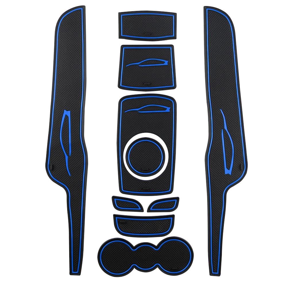 For Ford Fiesta MK7 2009 - 2015 Door Groove Mat Anti Slip Door Mats Water Cup Mats 10Pcs Slot Pad Interior Accessories