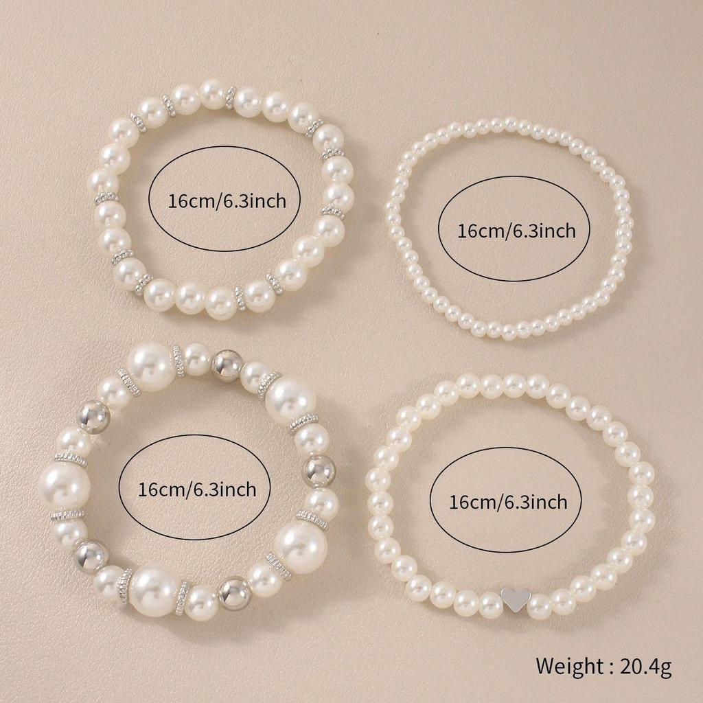 Set de Pulseras de Perlas Europeas y Americanas: Joyería de Mujer Nicho, Elegante, de 4 Piezas