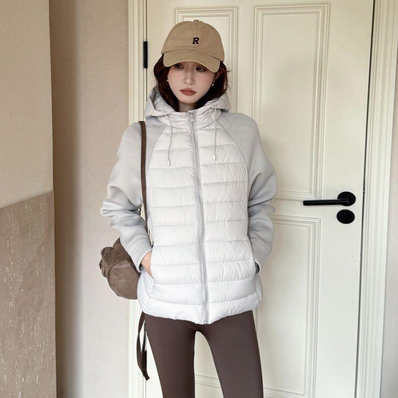 Hooded Down Padded Jacket Women's New Autumn and Winter Small Padded Jacket Short Splicing Padded Jacket