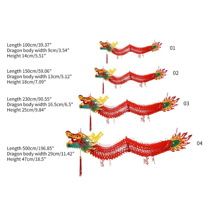 3D Chinese Paper Dragon Garlands Eye Catching Ornaments for New Year Lantern Festival Grand Openning Celebrations
