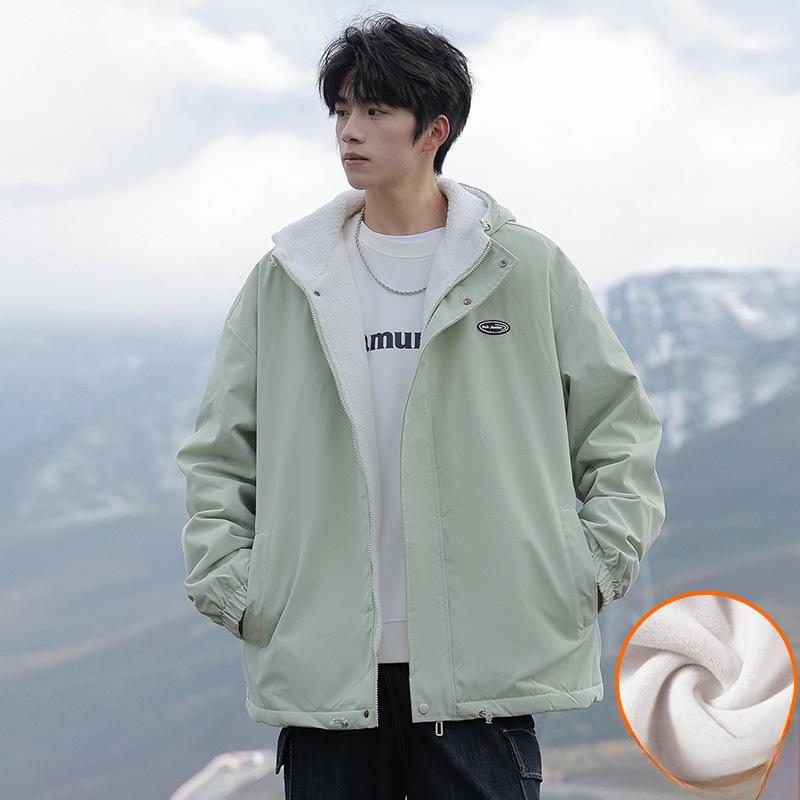 

Мужская куртка из двух частей, осень-зима, новый стиль, плюшевая, утолщенная, свободная, бейсбольная униформа, рабочая одежда 3XL