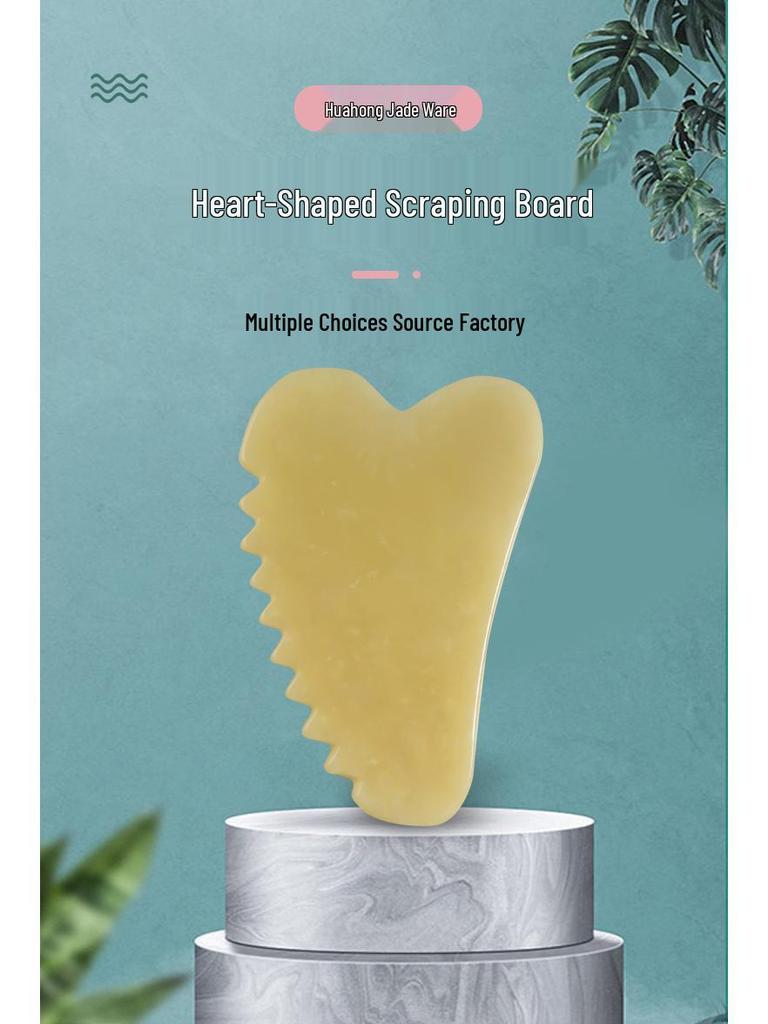 Heart-shaped Xiuyan Jade Gua Sha Board for Face and Eyes - Universal Beauty Tool
