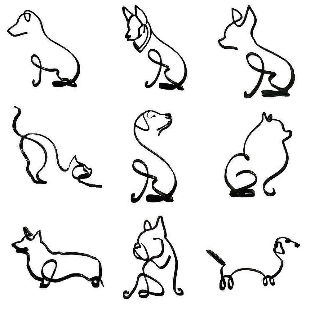 Abstract Metal Wire Dog Sculpture Dog Minimalist Art Sculpture Home Office Decor