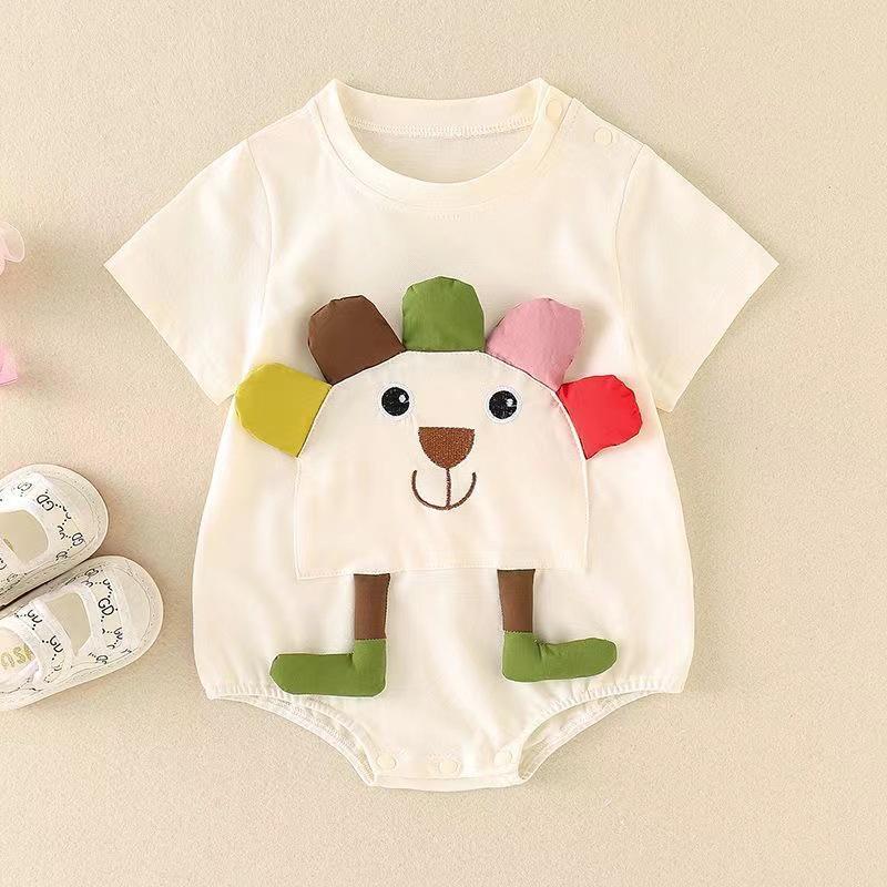 

Летний мультяшный ромпер для новорожденных: Унисекс боди с запахом с короткими рукавами 80 cm