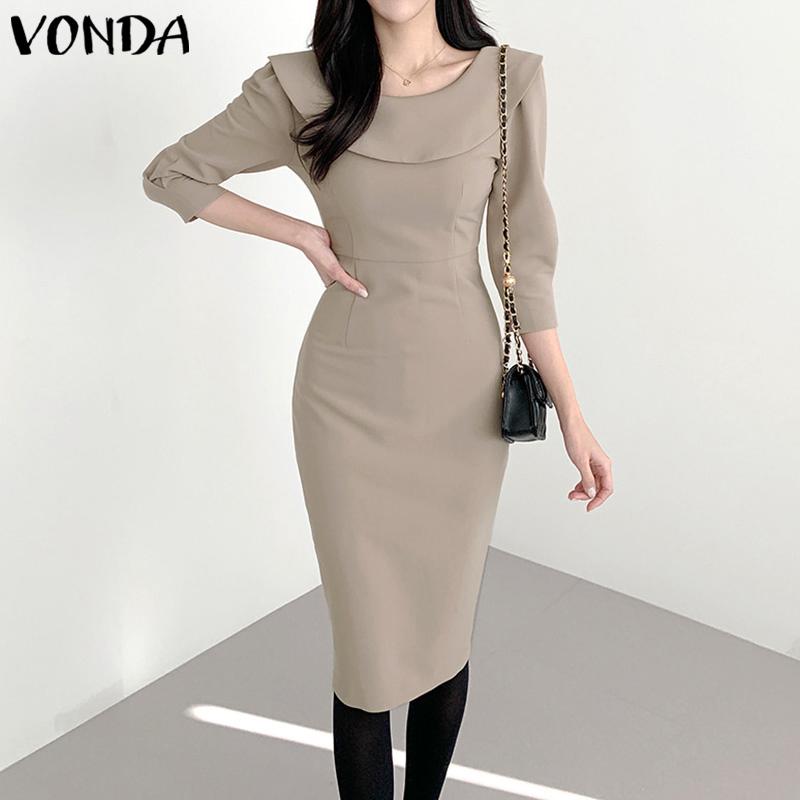 

Летнее женское платье VONDA с ​​пышными рукавами 3/4, сборное платье миди Wasit